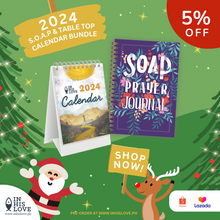 Load image into Gallery viewer, 2024 In His Love Table Top Calendar + S.O.A.P. Prayer Journal Bundle
