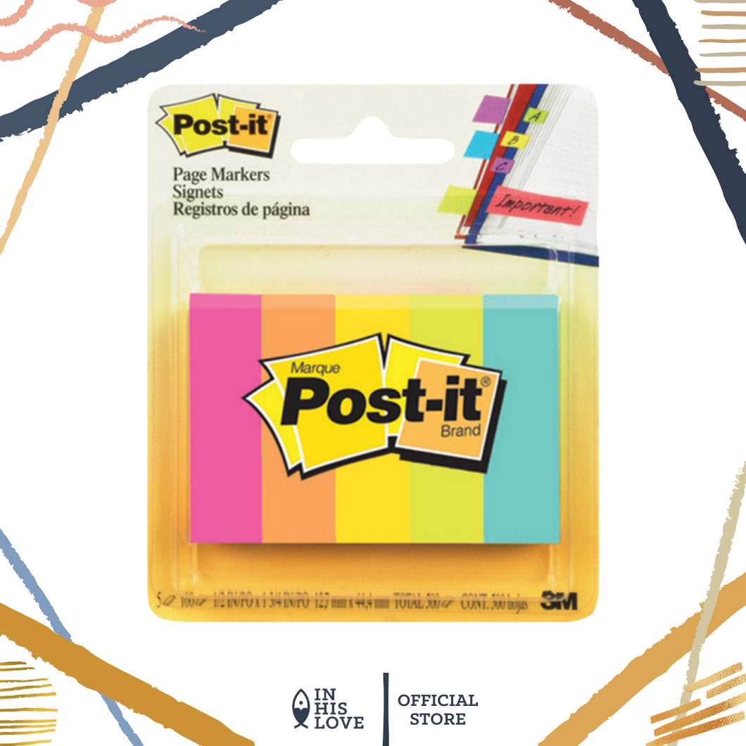 POST-IT PAGE MARKERS 670-5AN, 100 SHEETS/PAD